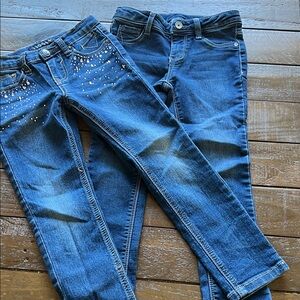 Girls' Dark Blue Jeans with Rhinestone Detail Size 5